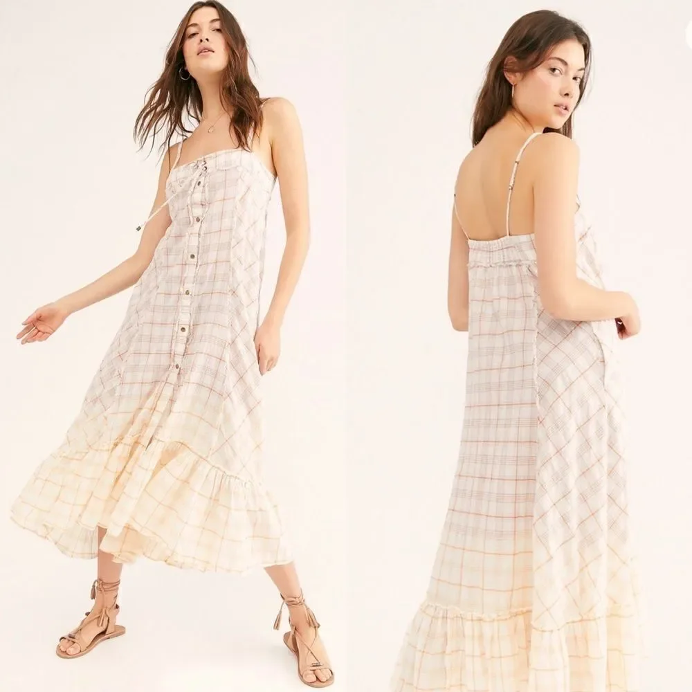 FREE PEOPLE Plaid City Maxi Top